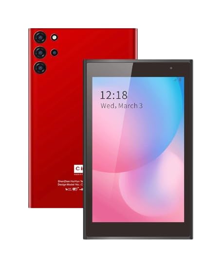 CM522 Smart 7" Tablet - 5G Compatible BUILT IN 6GB RAM 128GB BUILT IN MEMORY With Android,Quad-Core Processor,Wifi,Zoom Supported Face Unlock Tablet PC - Red.