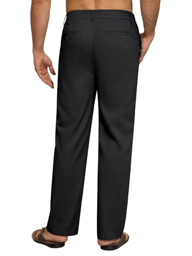 Mens Linen Pants Casual Linen Dress Pants Drawstring Summer Beach Lightweight Trousers with 4 Pockets3