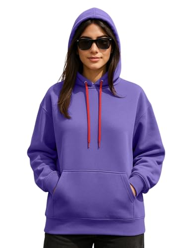 Image of JUNEBERRY Cotton Fleece Regular Fit Solid Sweatshirt Winter Wear Jumper Full Sleeve Hoodie for Women (Sizes- S to 3XL)