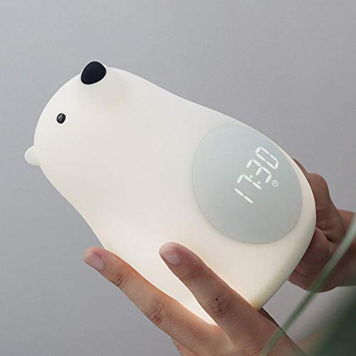 Big White Bear Wake Up Lamp Camera da Letto Atmosfera Cartone Animato Gel di Silice Voice Controled LED Clock Alarm Charging Bedside Night Light - Image 6