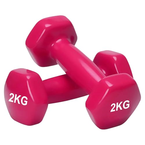 Image of amazon basics Vinyl Dumbbell Pair, 2 x 2Kg, Pink