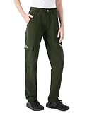 Women's Cargo Hiking Pants Lightweight Quick Dry Outdoor Athletic Travel Casual Pants with Zipper Pockets Army Green,XS