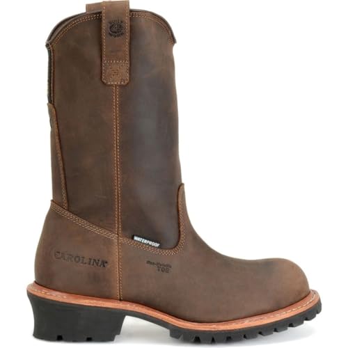 Carolina Boots Well X 12” Waterproof Comp Toe Ranch Wellington Logger - Men's Durable Tan Leather Work Boot for Tough Jobs2