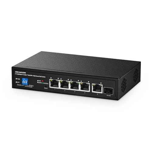 Image of 6 Port 2.5G PoE Managed Switch, 10G SFP+ Slot, IEEE802.3af /at 100W, Support Trunk /LACP /VLAN /QOS /Extender /Watchdog, Metal Multi-Gigabit Desktop /Wallmount Network Switch