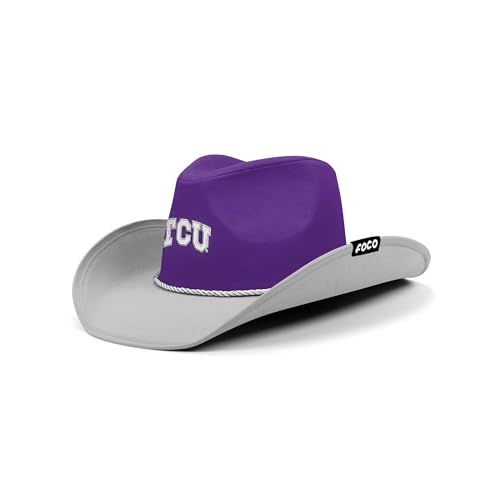 FOCO TCU Horned Frogs NCAA College Logo Two Tone Cowboy Hat, Team Color