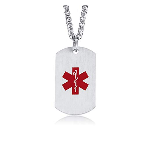 prana ustomize,Medical Alert ID Dog Tag Stainless Steel Necklace Women/Men Medical Emergency Identification