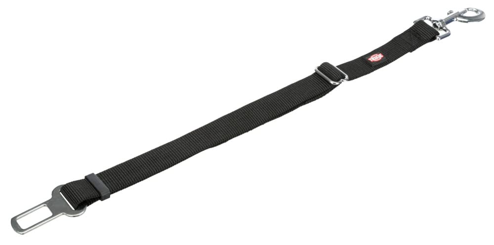TRIXIE Seatbelt for Car Harnesses, Nylon Leash with Stainless Steel Hooks, Adjustable Strap to Suit The Length According to Your Comfort - Black M L: 45 70 Cm/30 mm,Dog 1