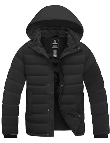 wantdo Men's Quilted Puffer Jacket Hooded Waterproof winter jacket Warm Puffer Coat Outwear
