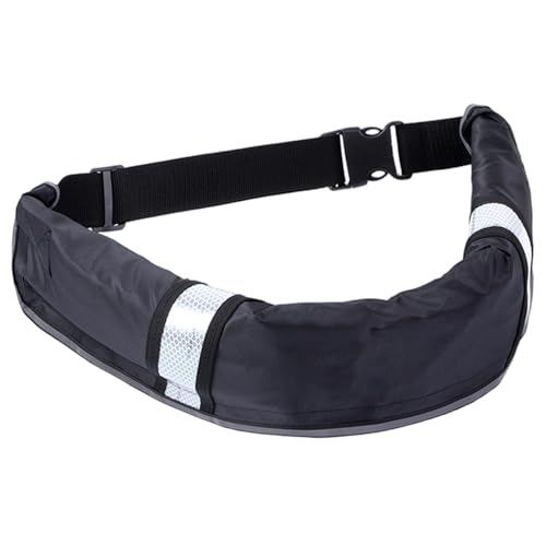 Chalecos Salvavidas para Adultos, cinturón Salvavidas Inflable Ajustable automático con Silbato y Tira Reflectante, Negro