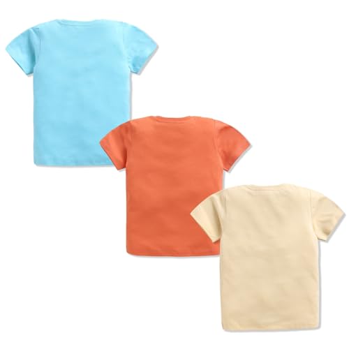 Image of Amazon Brand - Jam & Honey Boys Half Sleeve Graphic Printed T-Shirt | Round Neck | Regular Fit | Cartoon Characters (Available from 4-8 Years) (Pack of 3)