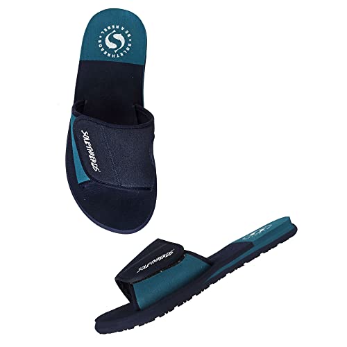 SOLETHREADS FREEWAY Slides Velcro Adjustable Strap Cushioned Footbed Comfy Slippers Flip Flops for Men