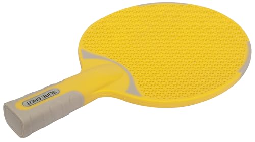 Sure Shot Matthew Syed Outdoor Table Tennis Bat – Weatherproof Ping pong bat with Thermo-Rubber for Spin & Control | Flared Handle | Yellow | Endorsed by Champion