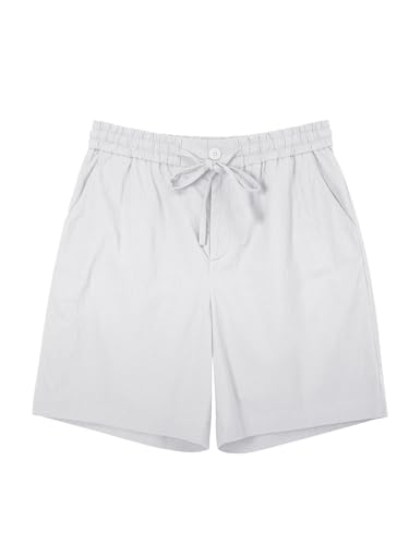Image of RQP Mens Cotton Linen Shorts Casual Drawstring 7inch Inseam Shorts Stretch Summer Beach Wear