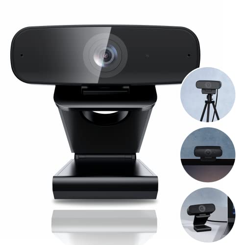 Webcam Full HD 1080p, USB Cámara Web con Dual Micrófono, Corrección Automática de Colores, Streaming CAM para PC y Ordenador Portátil, Skype FaceTime Youtube, Negro