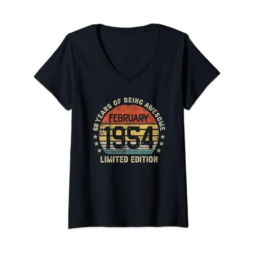 Mujer 68 Años Cumpleaños Regalo Febrero 1954 Mujer Hombre Camiseta Cuello V