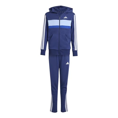 adidas Unisex niños Seasonal Essentials Tiberio 3 Stripes French Terry Track Suit, dark blue/white/dark blue, 5-6 Years