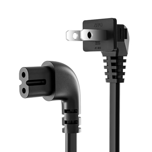 Image of Superer 6FT 2 Prong AC Power Cord, 90 Degree L-Shaped for PS4 PS5 Xbox TV