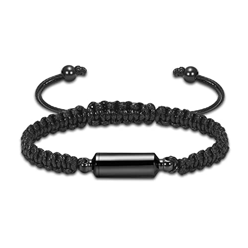 shajwo Cylinder Urn Bracelet for Ashes for Women Men Cremation Jewelry Memorial Keepsake Adjustable Lava Bracelet