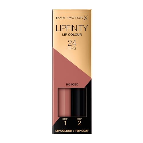 Max Factor - Lipfinity Lip Colour - Rossetto Lunga Durata e Gloss Idratante con Applicazione Bifase - Nuance 160 Iced - 2.3 ml e 1.9 g