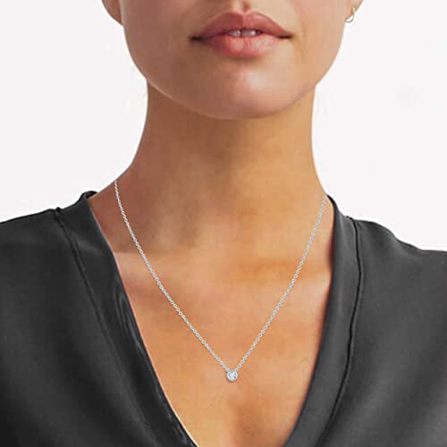 Fifth And Fine 14K Gold Bezel Set 1/6 Carat Tw Natural Round Diamond Pendant Necklace For Women In White, Rose Or Yellow Gold (0.15 Carat Tw, White Gold) #TOP2