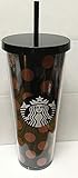 Starbucks Venti Black & Rose Gold Polka DOT Holiday 2017 Cold Cup Tumbler 24Oz