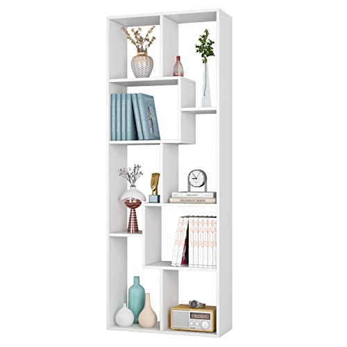 Librerias Estanterias 160cm Vertical Librería Libros Estantería de Almacenaje con 8 Compartimentos para Salón Oficina Estudio Blanco