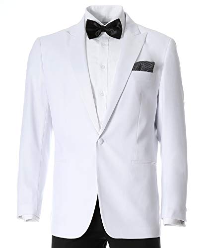 Ferrecci Men's Aura White Slim Fit Peak Lapel Tuxedo Dinner Jacket (44 Regular)