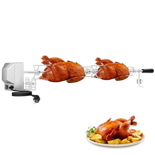 VELPAX Grill Rotisserie Kit Universal Heavy Duty Hexagon Spit Rod With 4 barbecue tongs Compatible with Most Gas Grills 4W Electric Motor for UK