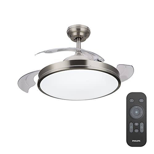 VENTILADOR TECHO DE LED MODELO ATLAS NIKEL POTENCIA: 28+35W ASPAS: Ø106cm CON MANDO A DISTANCIA PHILIPS