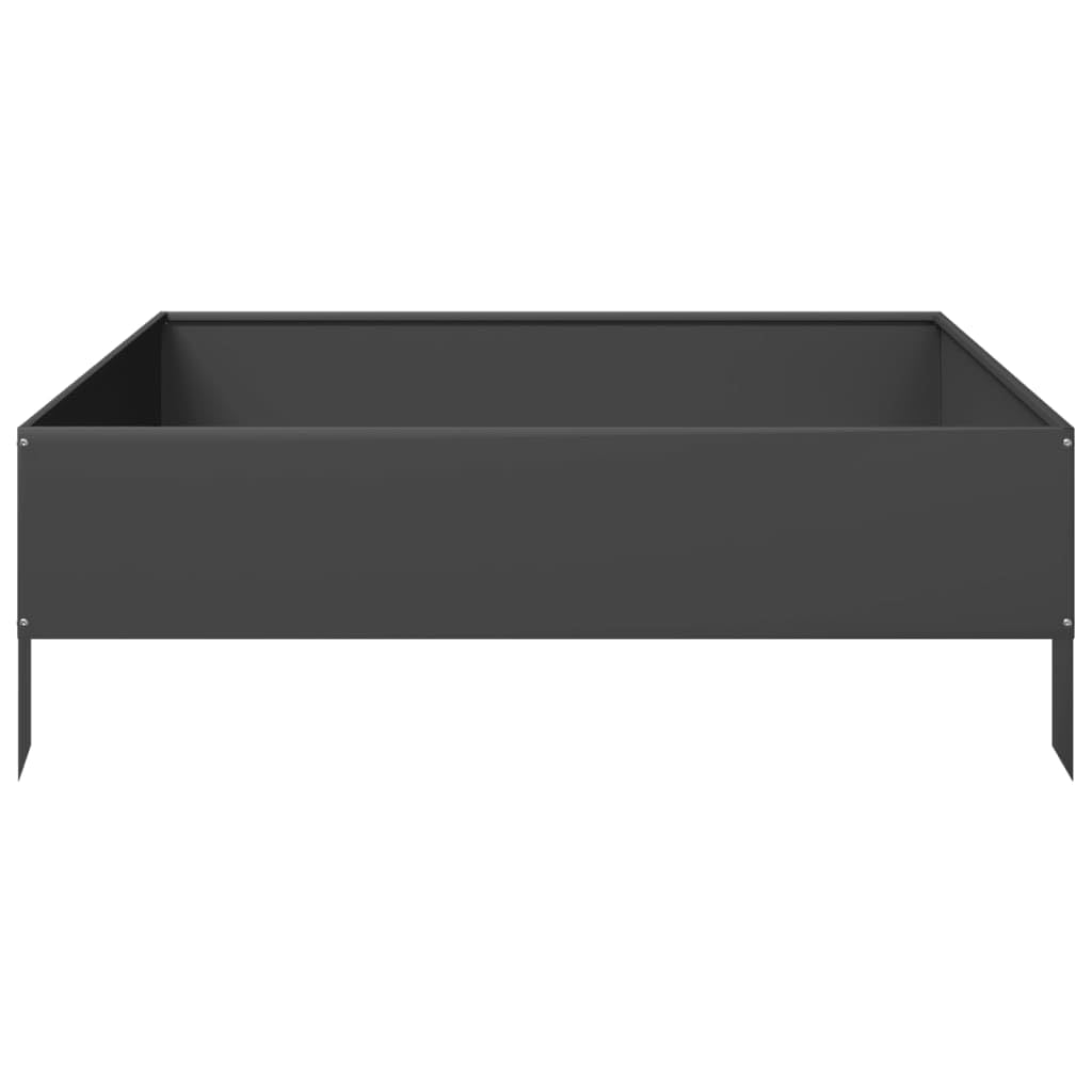 Black Raised Garden Bed 100 x 100 x 33,5 cm stalowy pojemnik na rośliny z otwartą podstawą na zioła, kwiaty, sukulenty, kaktusy i warzywa, nadaje się do ogrodu, patio, balcony i podwórka