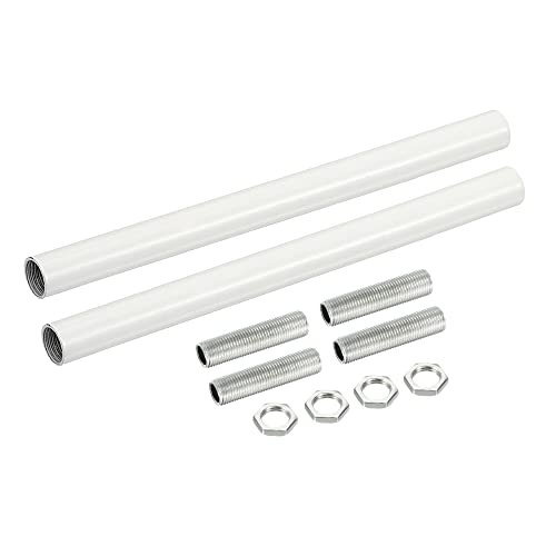 MECCANIXITY Threaded Extension Rod, 7.87" Lamp Pipe with Connector Light Fixture Parts for Pendant Light Island Lighting Chandeliers Stems, White 2 Set