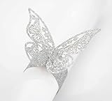 100 Pcs Napkin Rings Butterfly Shape Frosted Paper Napkin Holder for Weddings Party Serviette Table