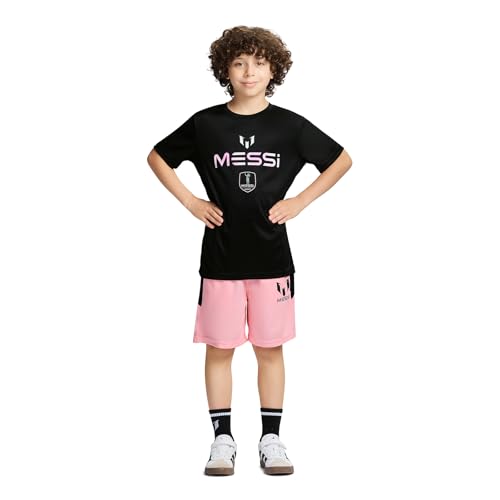 Image of Messi Boys' Lifestyle Short Sleeve 2-piece Set, Slim-fit Jersey Set With Top & Shorts