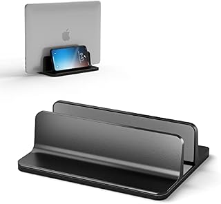 Vertical Laptop Stand Adjustable Desk Space Saving Laptop Holder Strong Lightweight for All MacBook Pro Air Mac HP Dell Microsoft Surface Lenovo Black