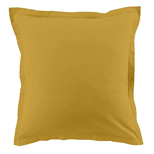 Lot de 2 taies d'oreiller 100% Coton 57 Fils (Jaune, 63 x 63 cm) Cover
