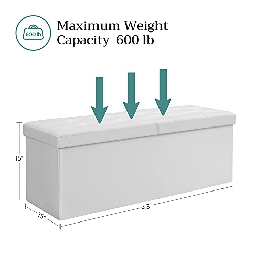 Image of SONGMICS 43.3 Inches Folding Storage Ottoman Bench with Flipping Lid