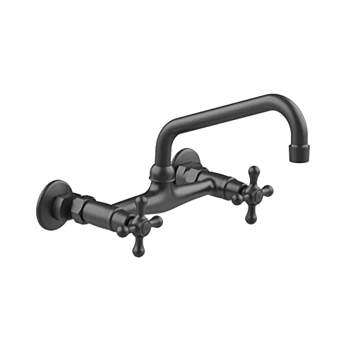 Ellai 8 Inch Widespread Kitchen Sink Faucet, Wall Mount Kitchen Faucet, 2-Handle, Farmhouse Design, Matte Black Finish (Sink Not Included) #TOP5