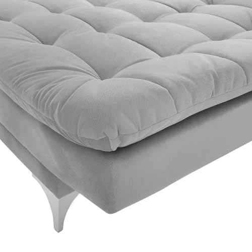 Image of Krancy Solid Wood 3 Seater Sofa Cum Bed with Ottomon | Convertible Wooden Couch for Living Room, Home & Office | Modern Designer Furniture | 1 Year Warranty | Grey Color