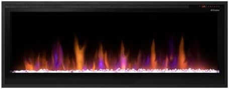 Dimplex 50 Inch Slim Built-in Linear Electric Fireplace Heater | Shallow 4-Inch Depth with LED Multi-Color Flames | Remote and Acrylic Crystal Ember Bed Included | Thin Flush Mount | 1500W - Thumbnail 3
