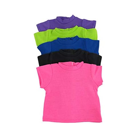 American Fashion World T-Shirts Vibrant Colors for 18-Inch Dolls | Pack of 5 | Premium Quality & Trendy Design | Dolls Clothes | Outfit Fashions for Dolls for Popular Brands Cover