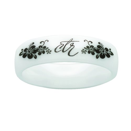 LDS Womens Ceramic 5mm Heavenly Flower CTR Ring for Girls - LDS Rings