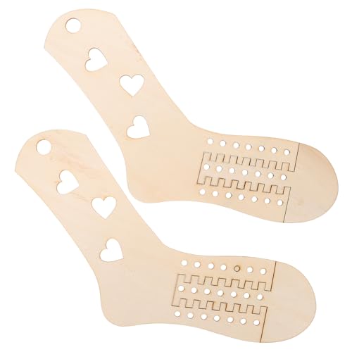 NUOBESTY 3 Juegos Herramientas Para Tejer Calcetines De Madera Tapetes De Bloqueo Hechos A Mano Tabla De Bloqueo Con Anillos De Tensión Para Tejer Calcetines Hilo De Chenilla 2 piezas * 3