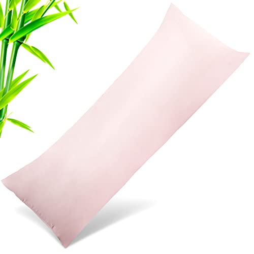 Image of Body Pillow Cases Cover, Bamboo Rayon Pink Body Pillowcases with Zipper Closure, Cooling and Breathable Pillow Case for Hot Sleepers and Night Sweats, 20x54 inches