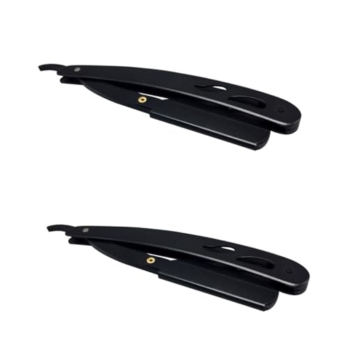 Cabilock 2pcs Men's Barber Foil Shaver Portable Stainless Steel Straight Razor Easy to Open Guard