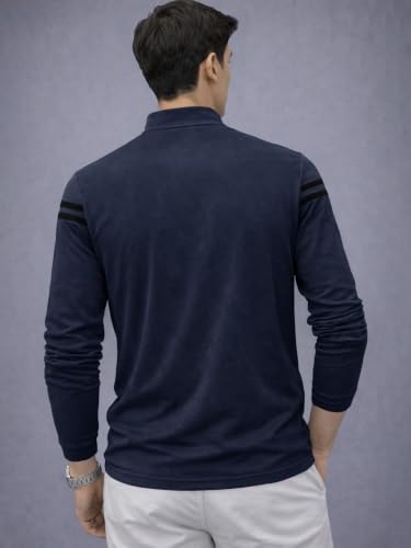 Image of EYEBOGLER Men's Solid Polo Neck Full Sleeve T-Shirt, Casual Gym Wear Regular Fit T-Shirt for Men