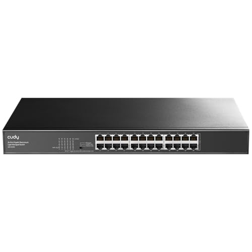 Cudy GS1024E 24 Port Light Smart Managed Gigabit Switch, Plug & Play, Sturdy Metal, Shielded Ports QoS, VLAN, IGMP LAG, Rack-Mountable Steel Case