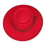 Photo Gallery jk home cappello da donna a tesa larga in feltro concavo cloche derby bowler boater – vintage fibbia per cintura porkpie fedora church jazz trilby berretto in lana, b: rosso., taglia unica