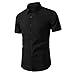 Lasjixion Men’s Slim fit Muscle Dress Shirts Short Sleeve Button Down Shirts for Men Black
