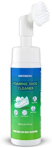 SHENMENG Shoe Cleaner Kit, Water-free Foam Sneaker Cleaner with Brush, Quick Cleaning White Shoe Cleaner Kit for Tennis, Running, Golf, PU, Nubuck, Leather, Canvas, Rubber, Sole 6.76 oz