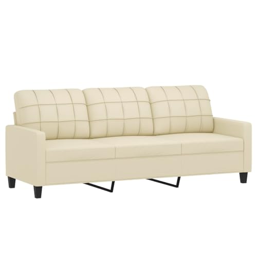 heybb 3-Sitzer-Sofa mit Hocker Creme 180 cm Kunstleder 3er Sofa Sofa Modern – Bild 6